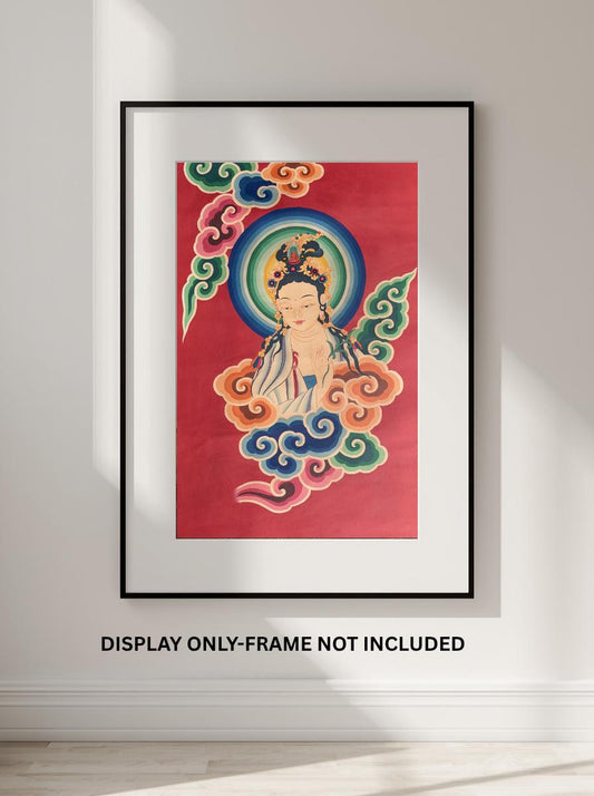 Hand-Painted Standing White Tara Thangka - Smoky Tibetan Art