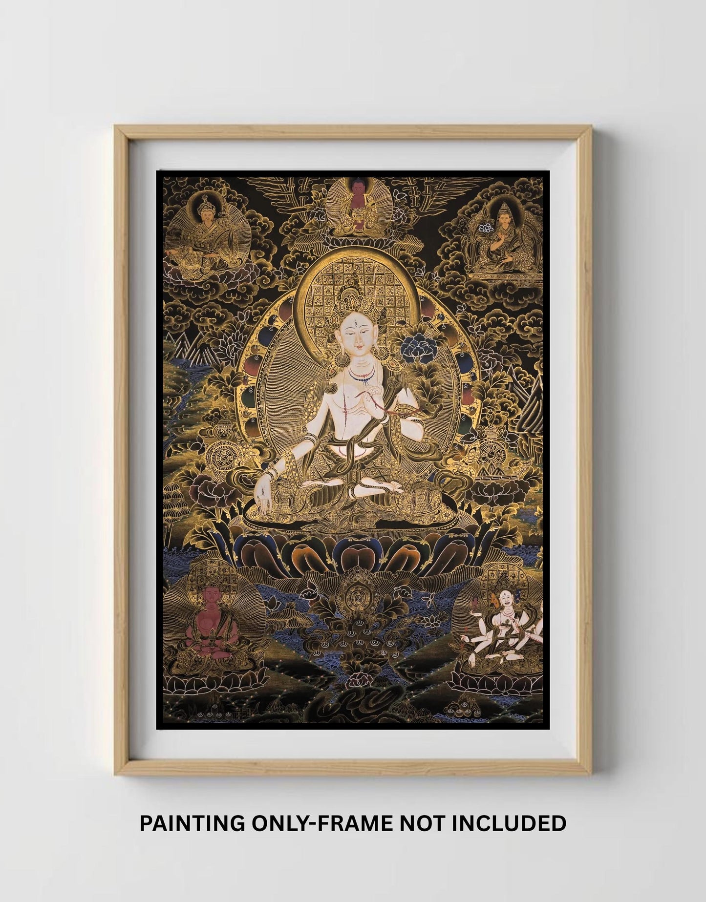 Hand-Painted White Tara Thangka | Tibetan Goddess Art, 24x36
