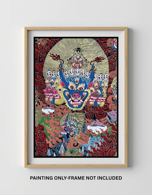 Hand-Painted Yamantaka Thangka – Wrathful Tibetan Buddhist Art