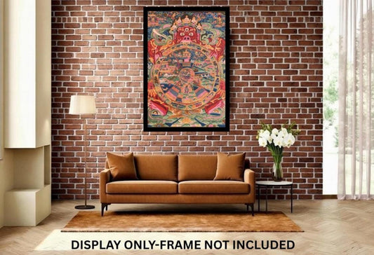 Samsara Wheel of Time Bhavachakra Mandala - Large Hand-Painted Tibetan Thangka Art