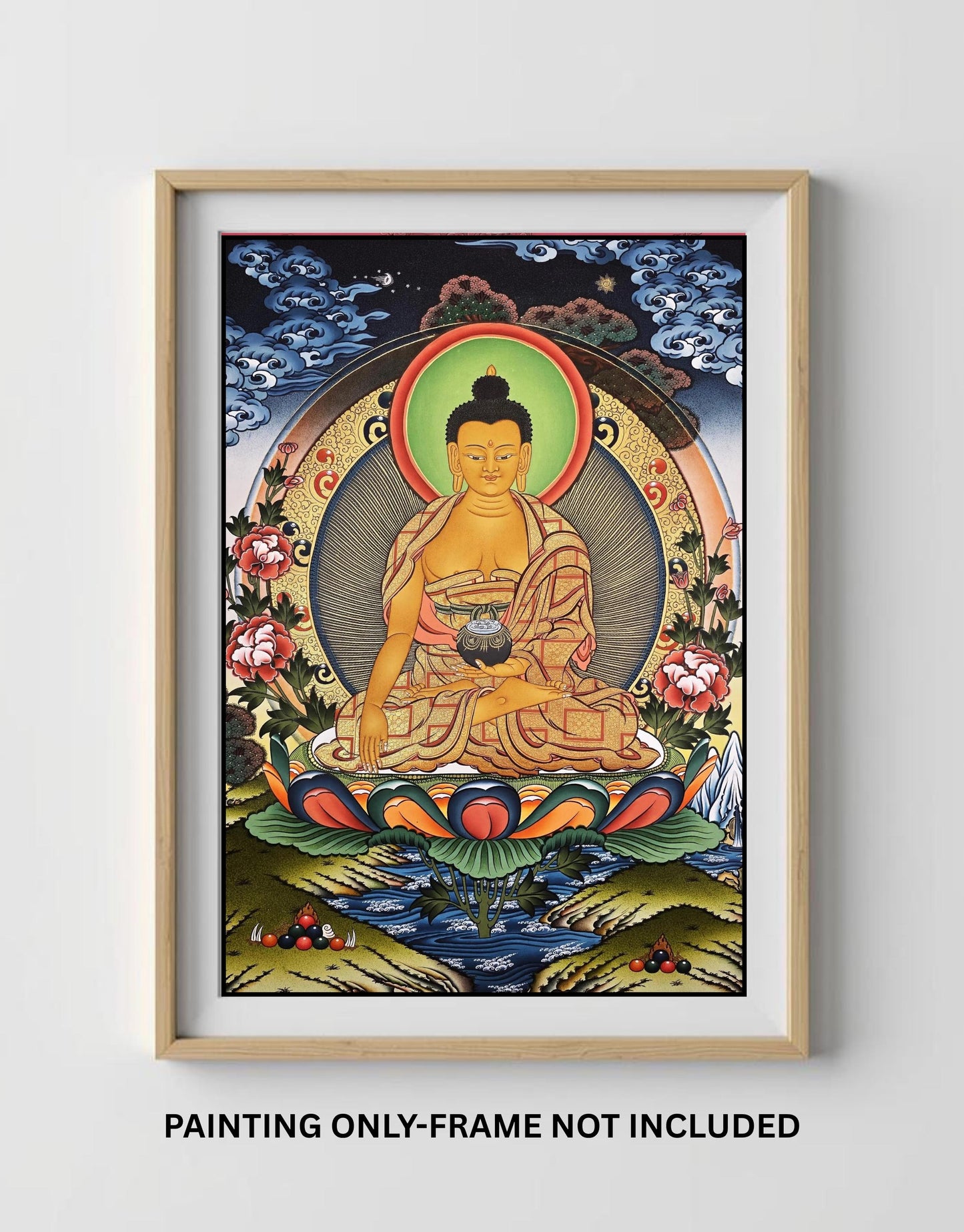 Hand-Painted Shakyamuni Buddha Thangka | 24K Gold, Nepalese Art