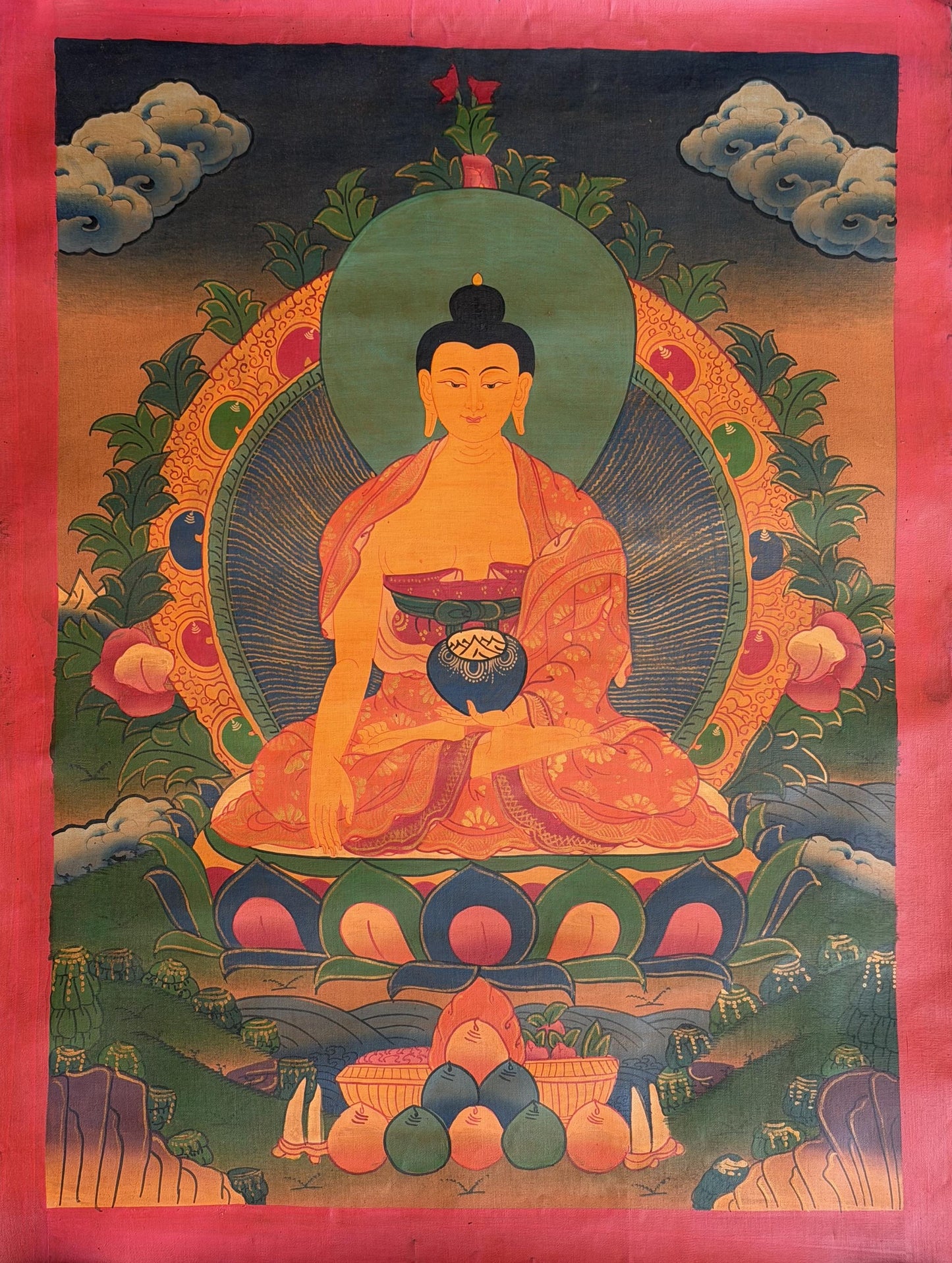 Hand-Painted Shakyamuni Buddha Thangka | Tibetan Meditation Art, Nepal