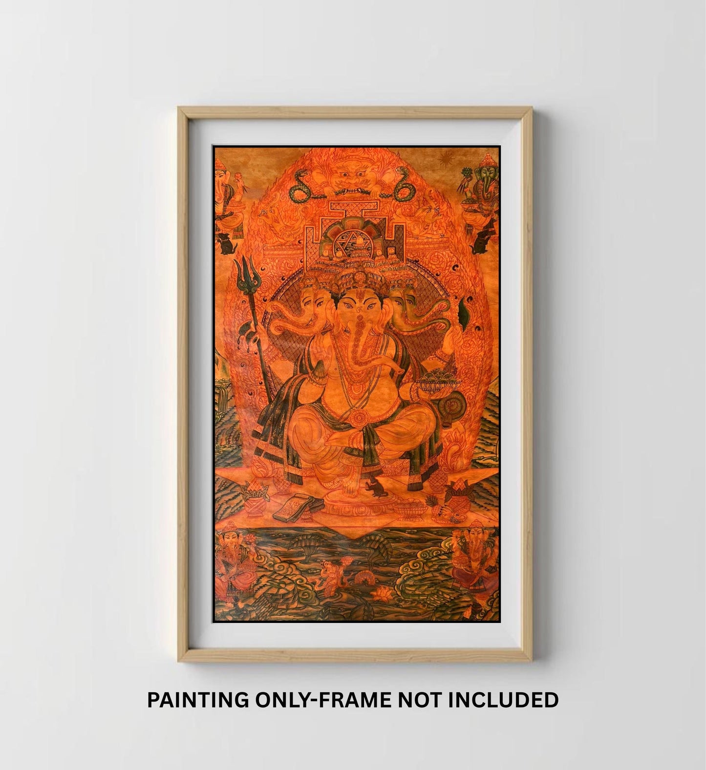 Large Panchamukhi Ganesha Thangka – Five-Faced Ganapati Newari Paubha Art