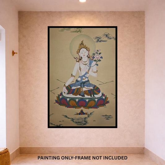 White Tara Thangka Painting | Hand Painted Tibetan Buddhist Art, Karma Gadri Style