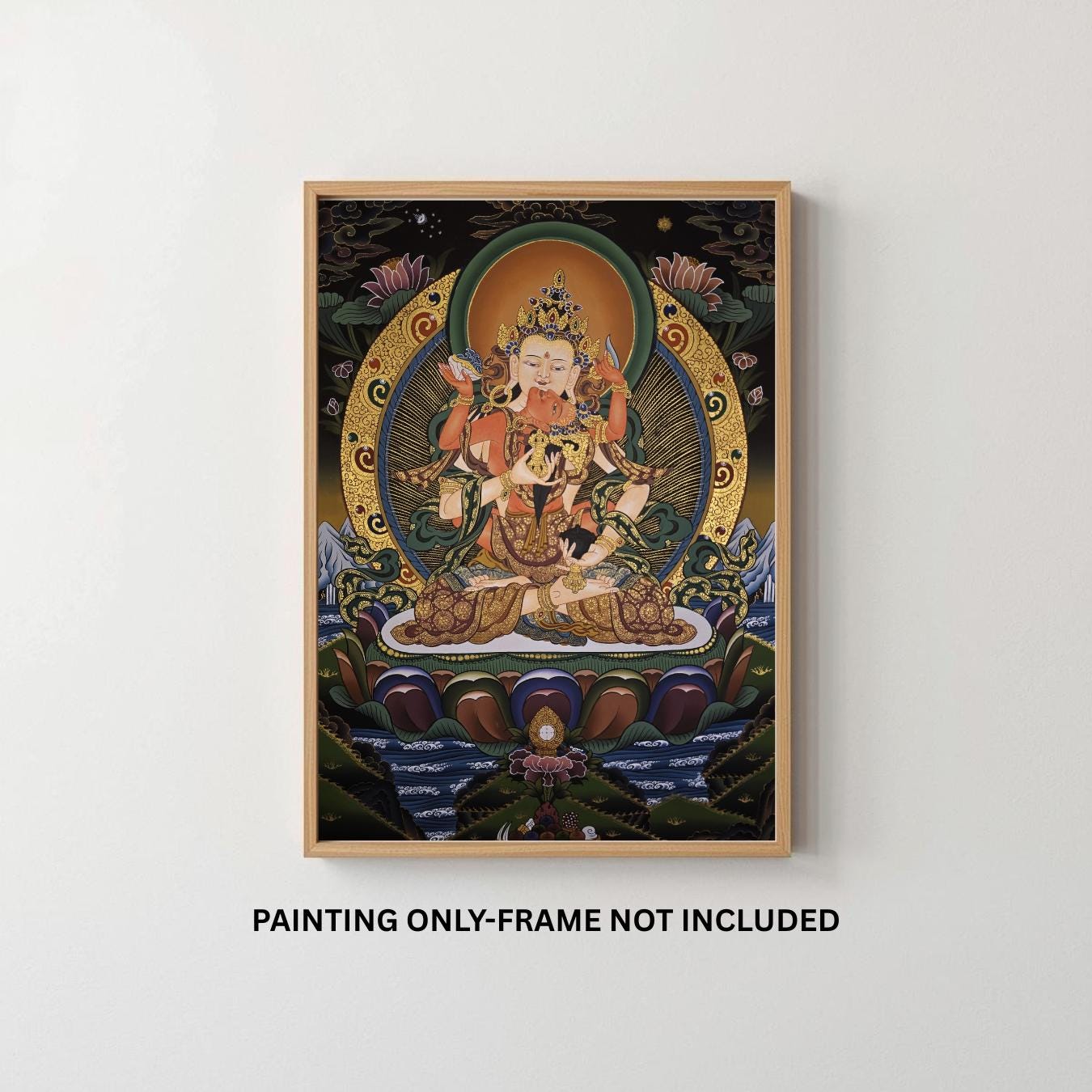 Hand-Painted Vajrasattva Thangka - Tibetan Buddhist Purification Deity  - Traditional Tantric Art- 24 K Gold Art