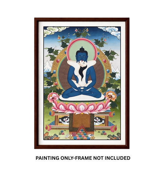 Hand-Painted Samantabhadra Thangka: Tibetan Yab-Yum Art