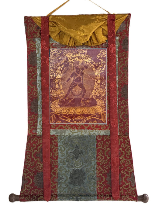 Vajrayogini Thangka | Hand-Painted Oil-Varnished Tibetan Tantra Art with Silk Brocade