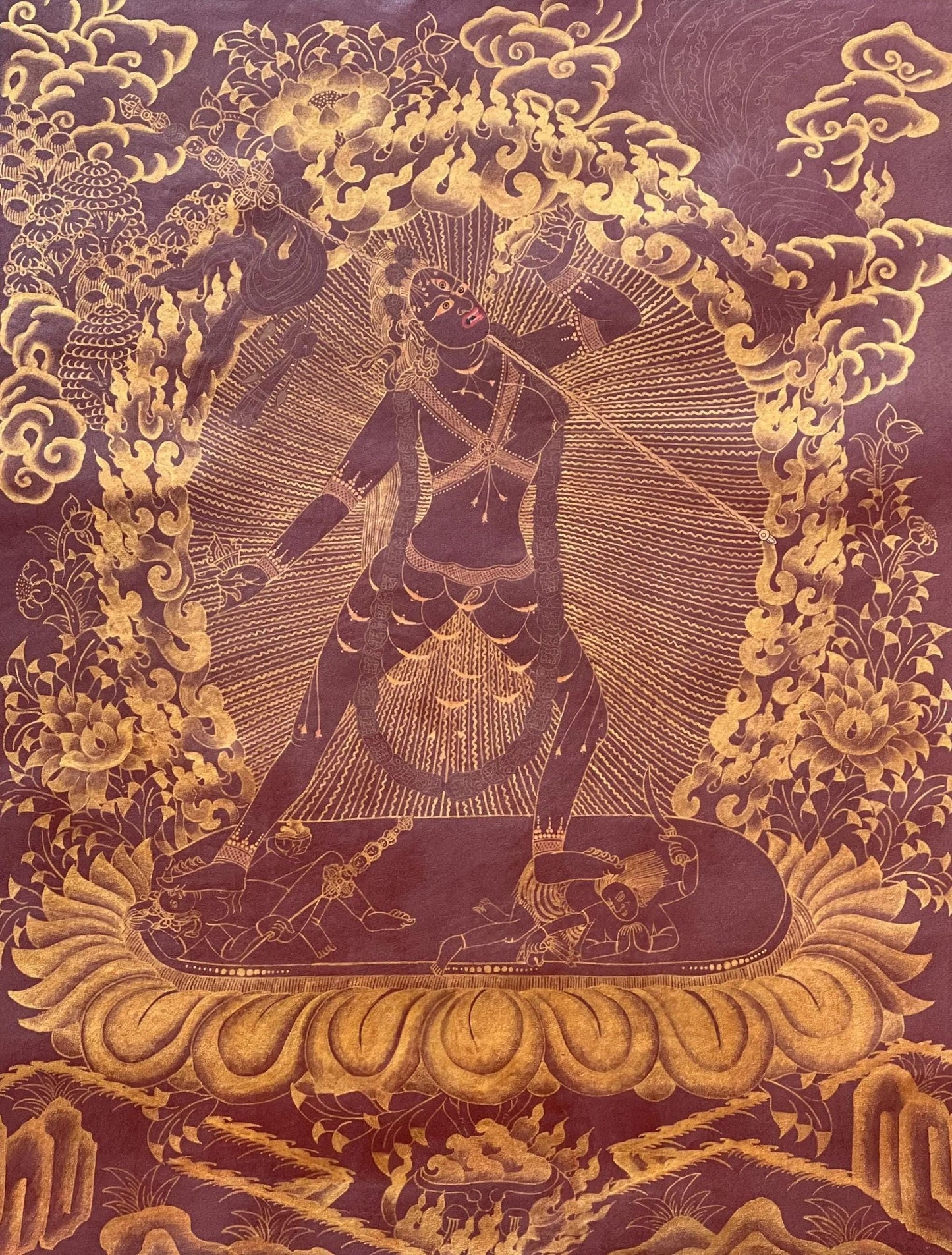 Vajrayogini Thangka | Hand-Painted Oil-Varnished Tibetan Tantra Art with Silk Brocade