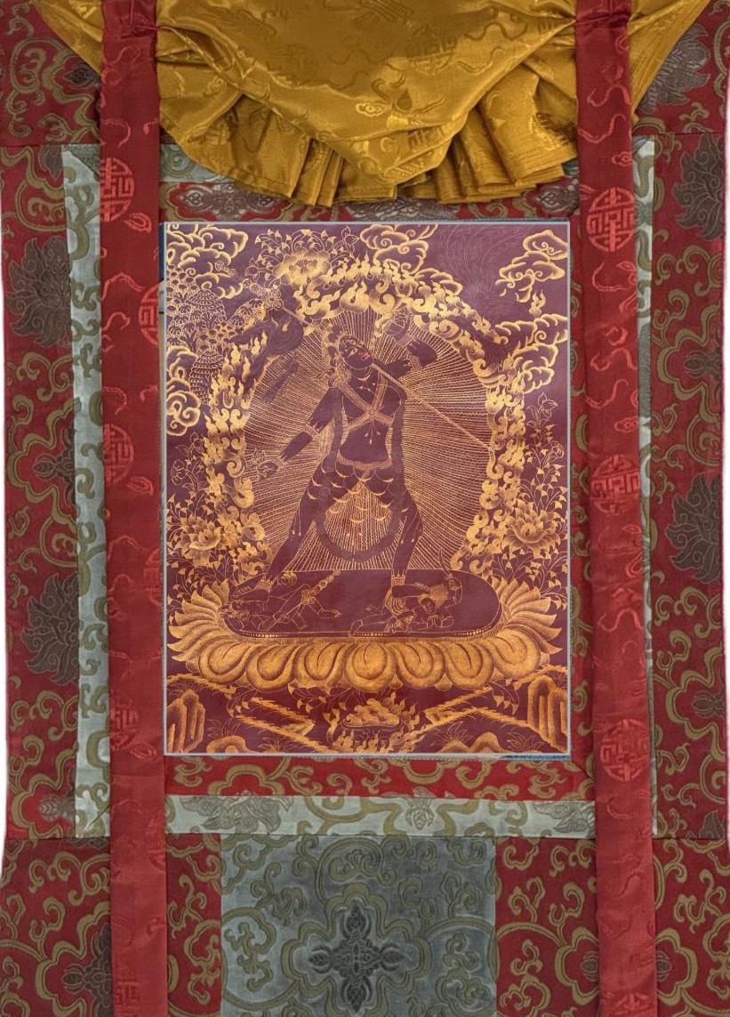 Vajrayogini Thangka | Hand-Painted Oil-Varnished Tibetan Tantra Art with Silk Brocade