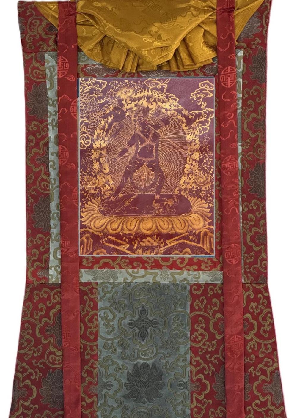 Vajrayogini Thangka | Hand-Painted Oil-Varnished Tibetan Tantra Art with Silk Brocade