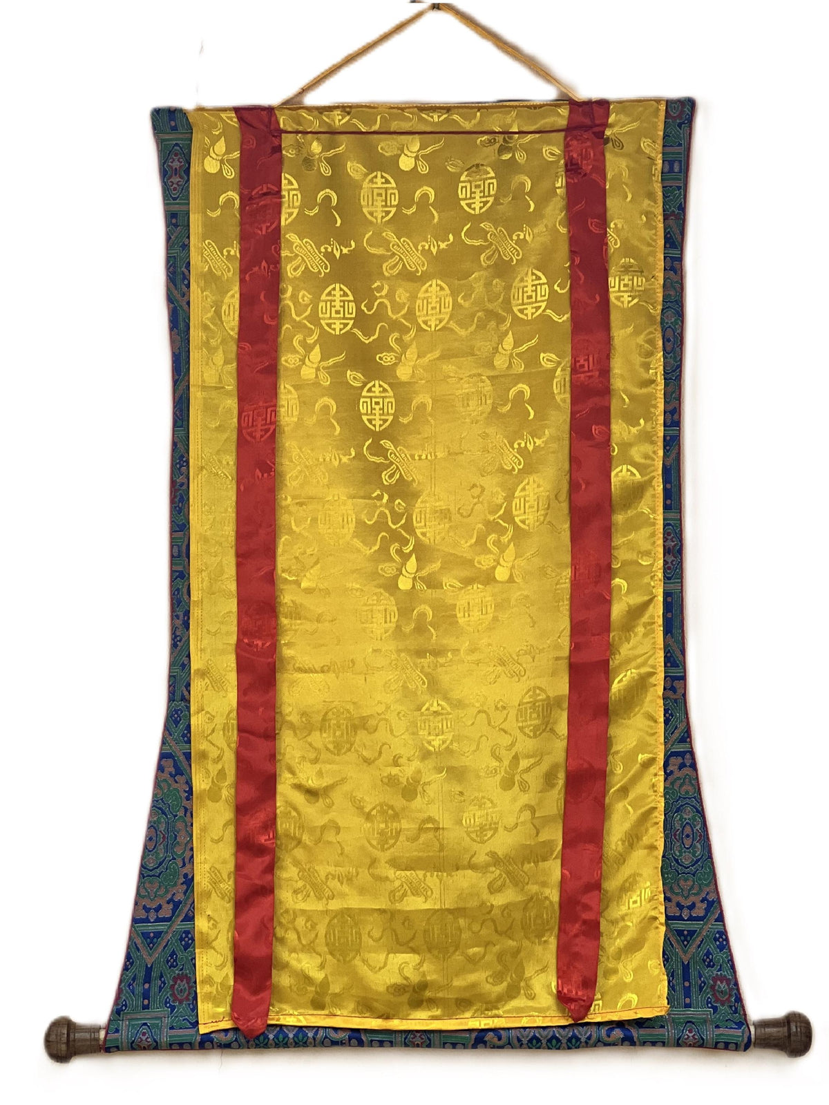 White Tara Thangka with Silk Brocade | Hand-Painted Tibetan Goddess of Compassion Art