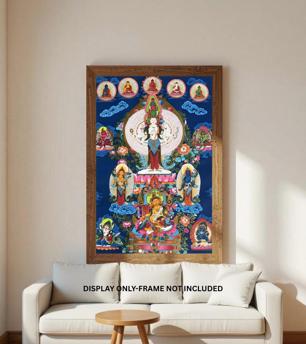 Thousand Armed Avalokiteshvara Thangka | Sahasrabhuja Chenrezig Hand-Painted Tibetan Buddhist Large Masterpiece Art