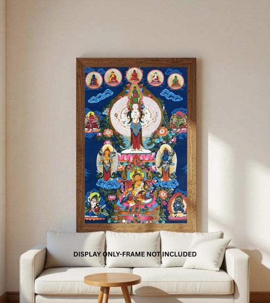 Thousand Armed Avalokiteshvara Thangka | Sahasrabhuja Chenrezig Hand-Painted Tibetan Buddhist Large Masterpiece Art
