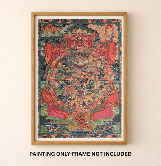 Hand-Painted Wheel of Life Thangka Painting: Tibetan Buddhist Mandala Art