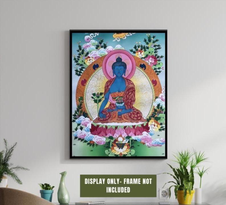 Medicine Buddha Thangka | Hand Painted Healing Buddha Art | Tibetan Masterpiece | Bhaisajyaguru Painting