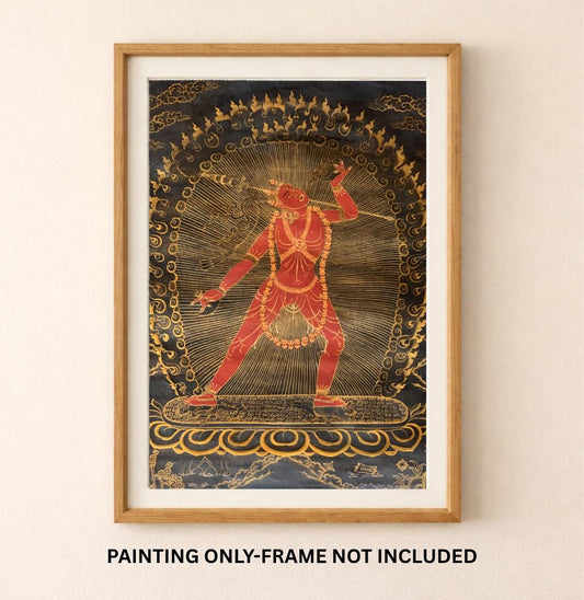 Vajrayogini Thangka Black & Gold | Hand-Painted Oil Varnished Tibetan Tantric Art