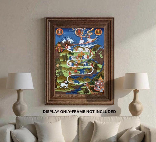 Samatha Thangka • Nine Stages of Meditation • Tibetan Buddhist Art • Elephant & Monkey Mind Training Painting