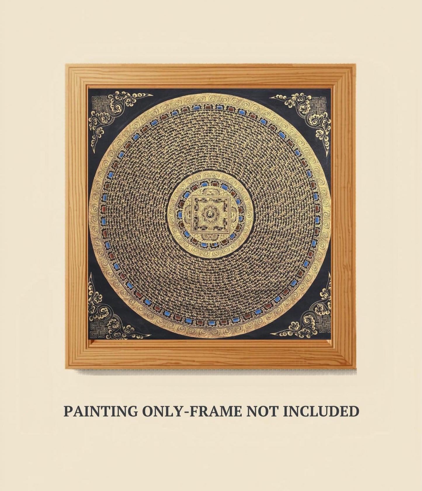 Large Om Mani Padme Hum Mandala Thangka | 1 Meter Hand-Painted Tibetan Mantra Wall Art