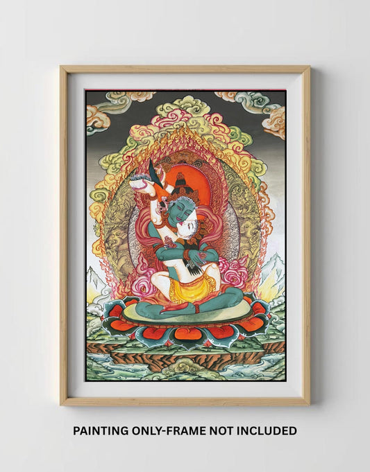 Vajradhara with Shakti Yab Yum | Tibetan Thangka Painting | Divine Union Art