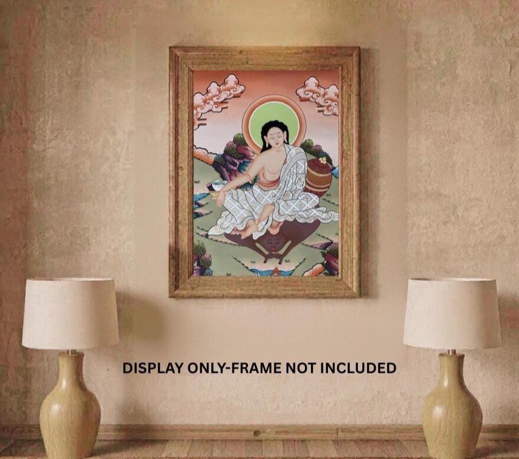 Hand-Painted Milarepa Thangka – Tibetan Buddhist Art, Nepal