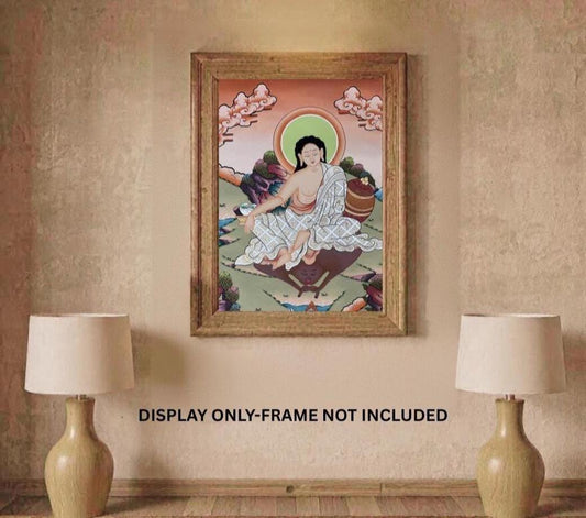 Hand-Painted Milarepa Thangka – Tibetan Buddhist Art, Nepal