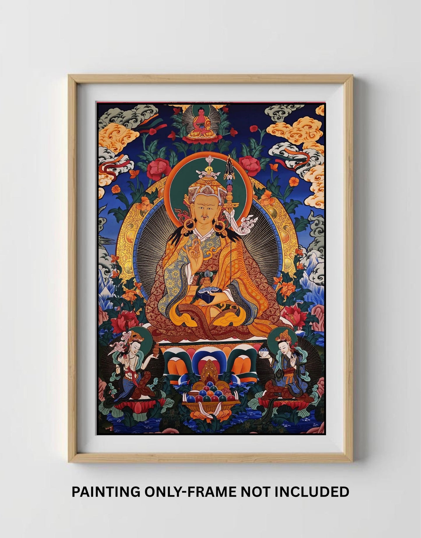 Hand-Painted Guru Rinpoche Thangka | Authentic Padmasambhava Art | Tibetan Meditation Masterpiece Painting