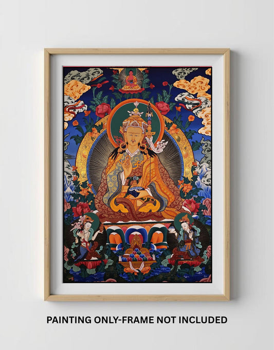 Hand-Painted Guru Rinpoche Thangka | Authentic Padmasambhava Art | Tibetan Meditation Masterpiece Painting