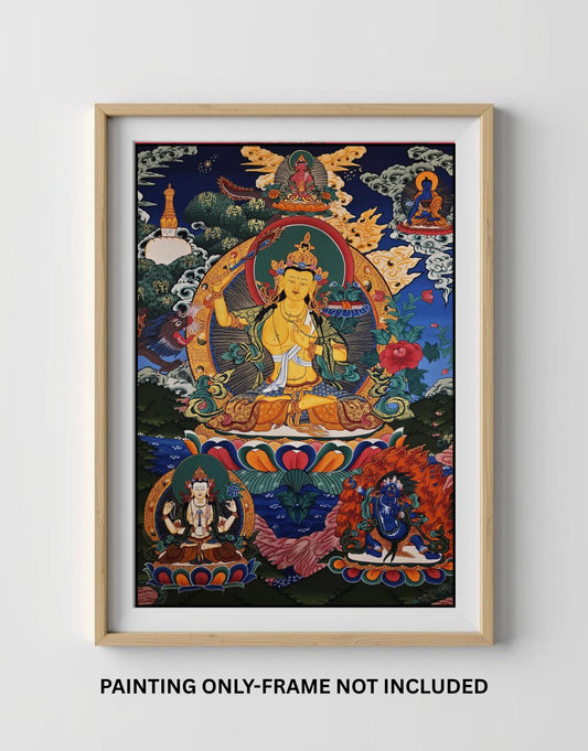 Hand-Painted Manjushri Thangka | Tibetan Buddhist Wisdom Art