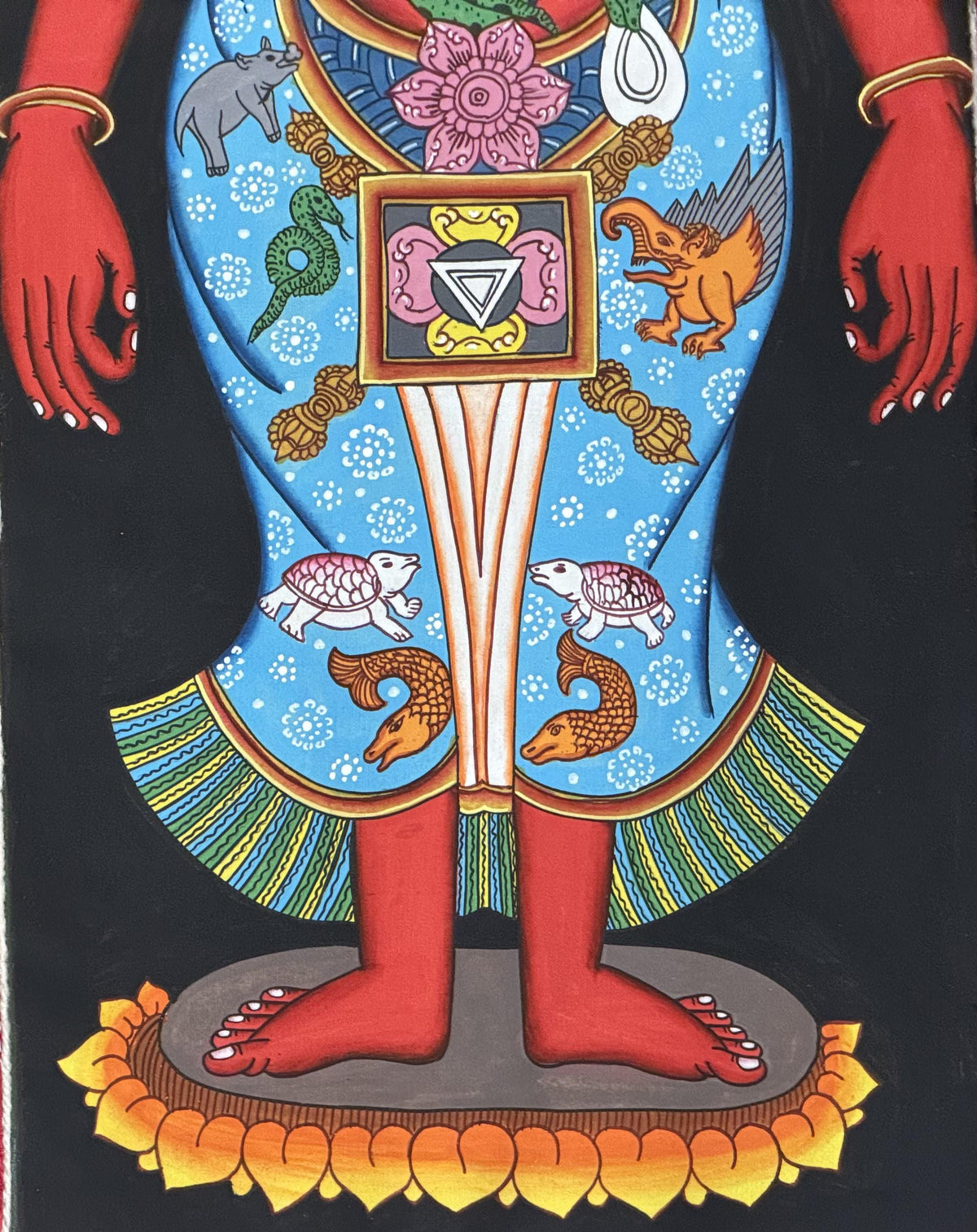 7 Chakra Energy Healing Tibetan Thangka Painting - Kundalini Art Silk Brocade Frame