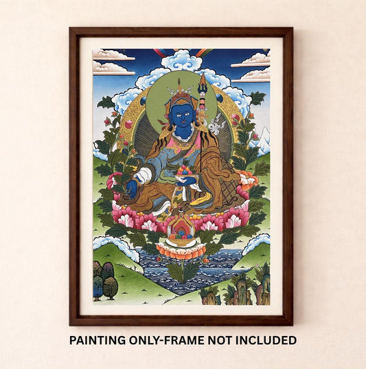 Hand-Painted Orgyen Menla Thangka | Guru Rinpoche Medicine Buddha Painting | Tibetan Healing Art