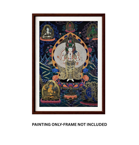 Hand Painted Avalokiteshvara Thangka: Tibetan Buddhist Art from Nepal
