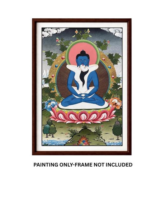 Hand-Painted Buddha Shakti Thangka Painting, Tibetan Art