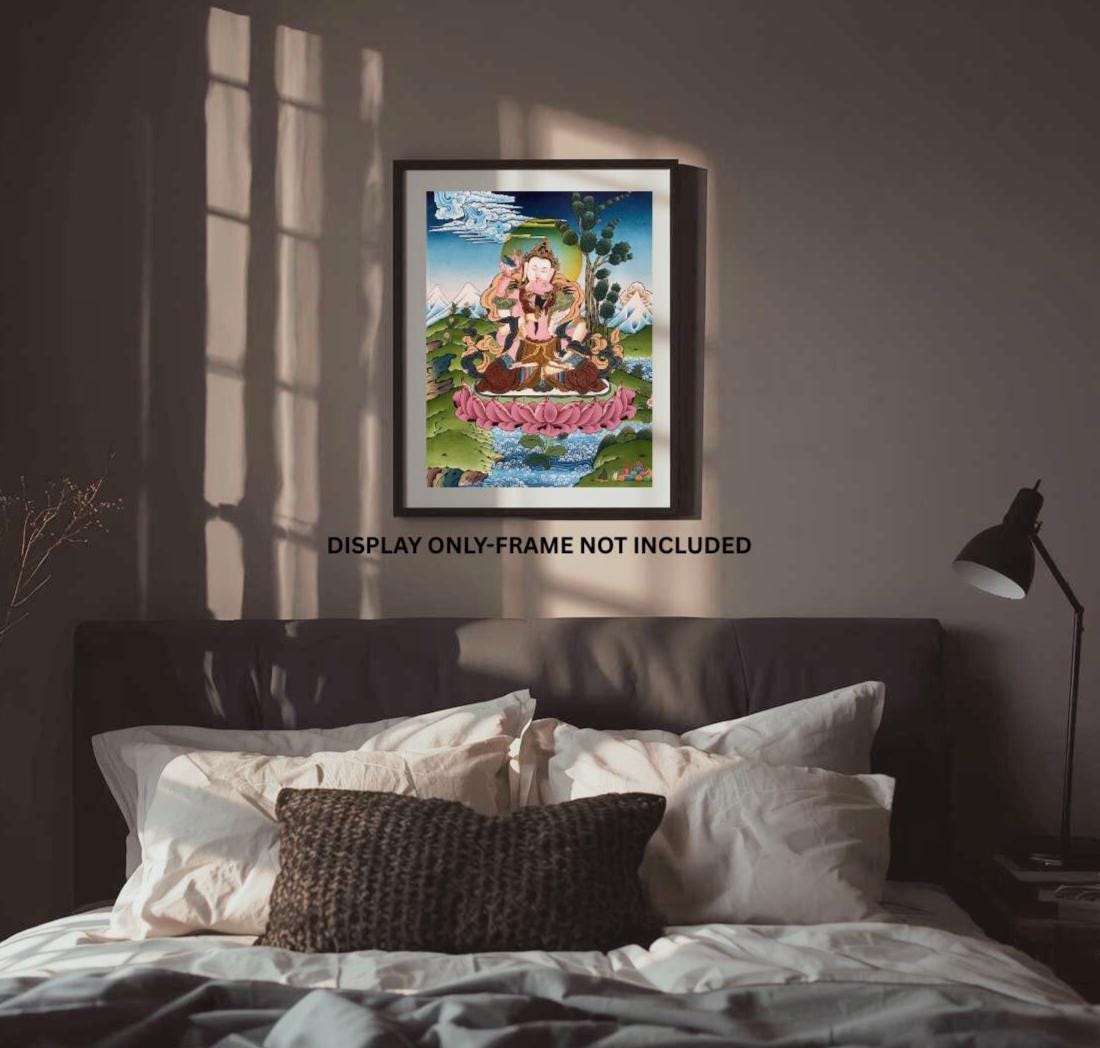 Vajrasattva and Shakti Yab Yum - Tibetan Thangka Painting for Meditation and Spiritual Décor