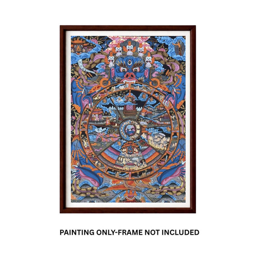 Wheel of Life Bhavachakra Tibetan Thangka Painting | Hand Painted Samsara Mandala Buddhist Art