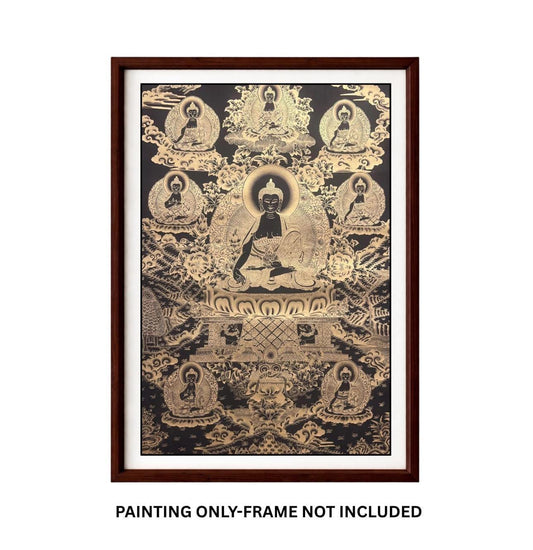 Original Hand-Painted Eight Medicine Buddha Tibetan Thangka Painting – Bhaisajyaguru Healing  Art