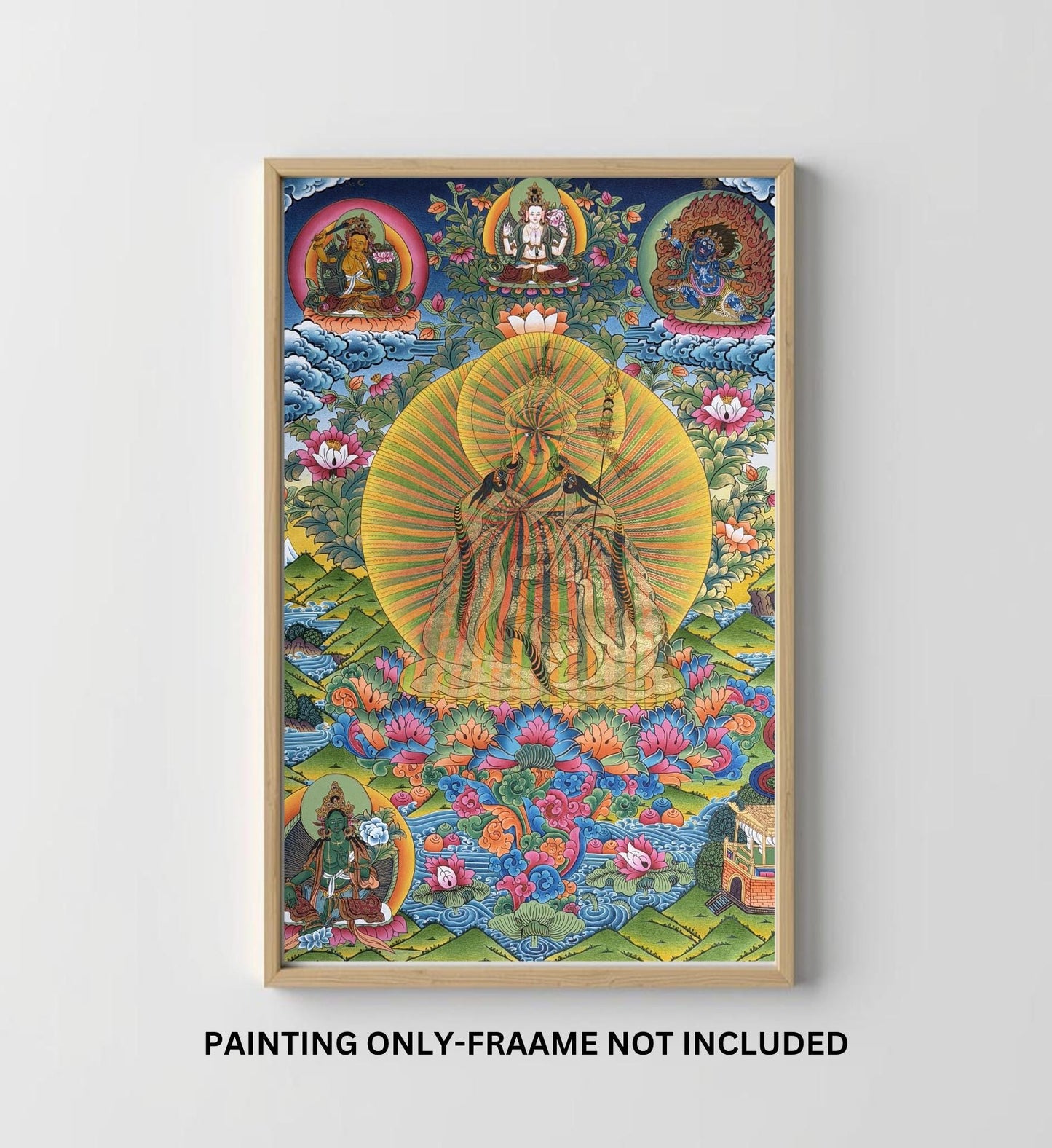 Guru Rainbow Body Padmasambhava Thangka | Hand-Painted Tibetan Buddhist Art | Gold Masterpiece | Dzogchen Meditation Painting