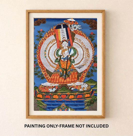 Thousand Armed Sitatapatra Tibetan Thangka Painting – White Umbrella Protection Goddess Art