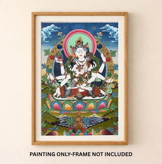 Namgyalma Thangka | Hand-Painted Long Life Goddess Tibetan Art with Silk Brocade