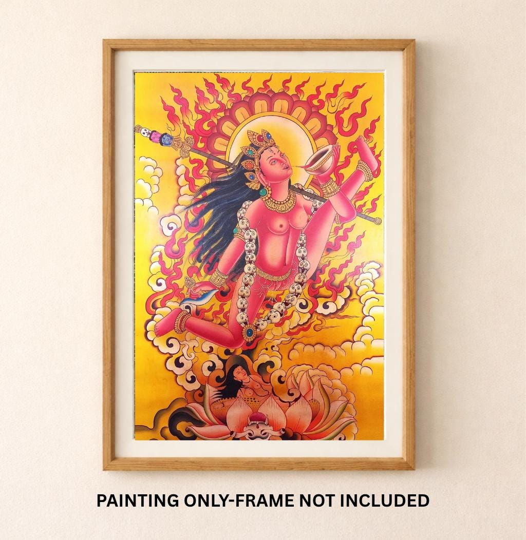 Akash Yogini Thangka Painting, Newari Paubha Tantra Art