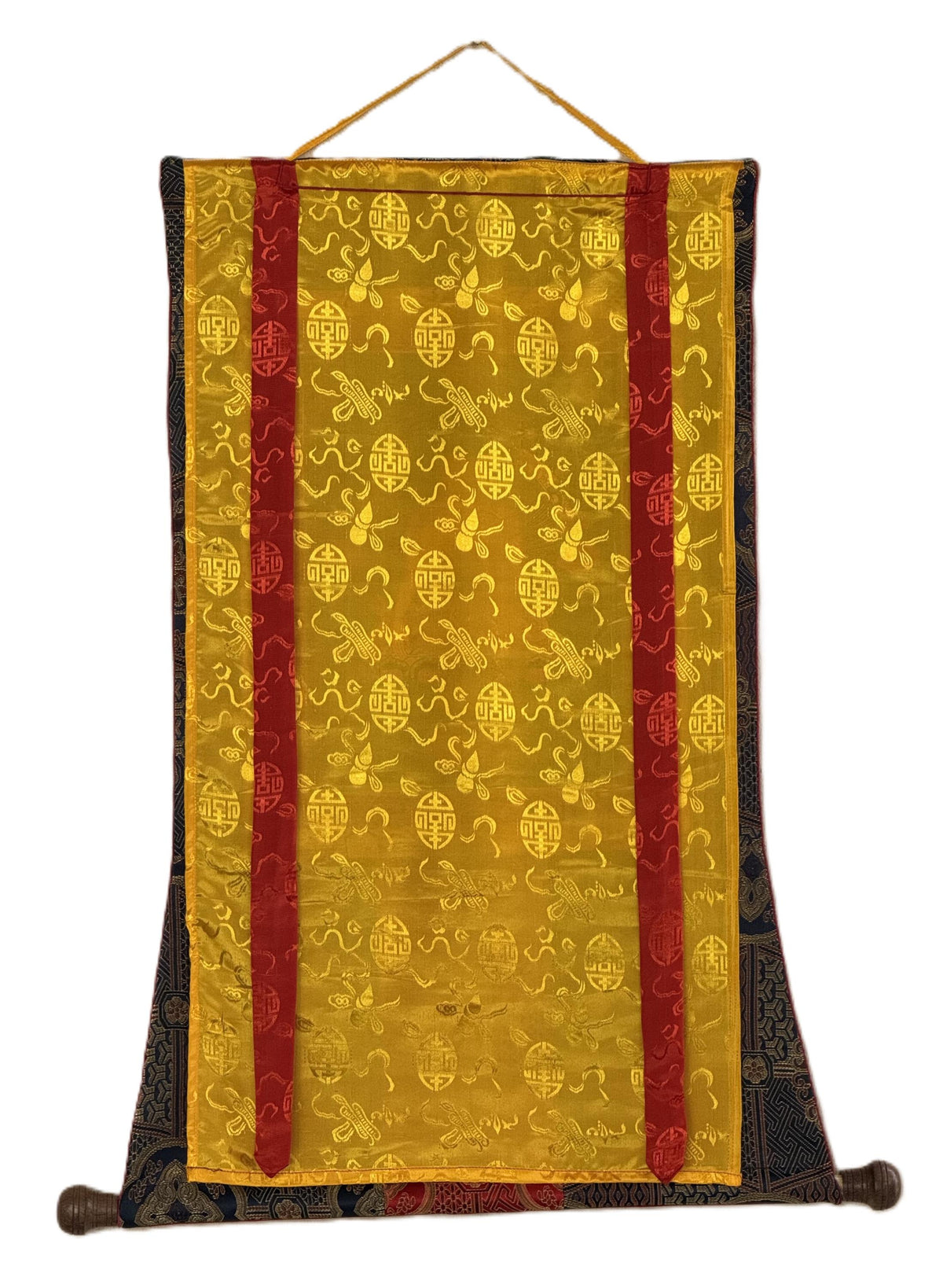 Hand-Painted Shakyamuni Buddha Thangka  Tibetan Silk Brocade Wall Art