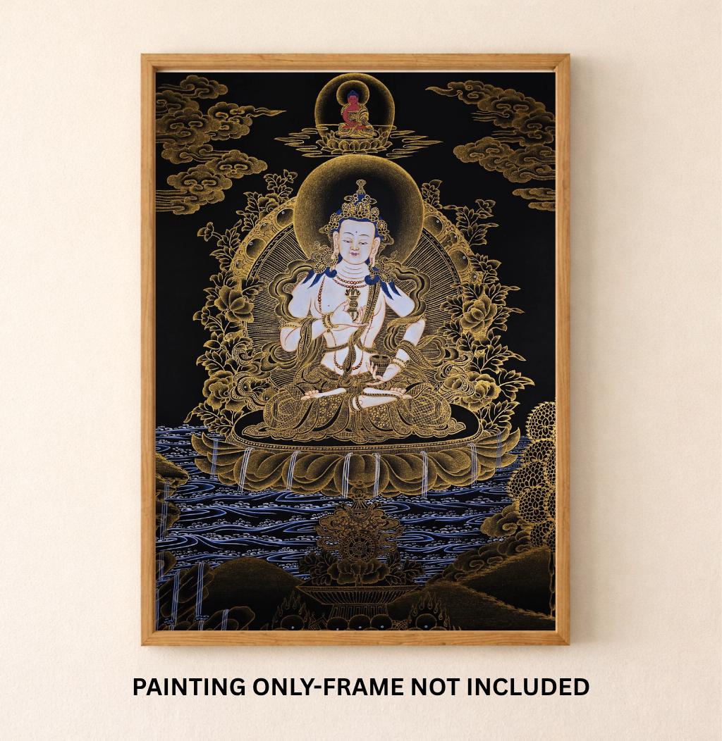 Vajrasattva 24K Gold Tibetan Thangka Painting – Purification Buddha Sacred Buddhist Art