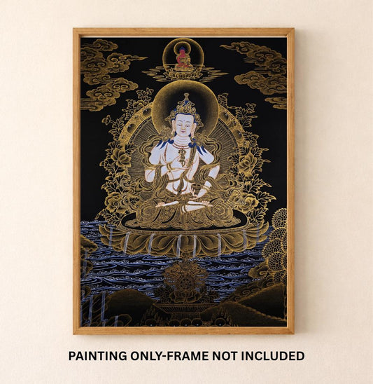 Vajrasattva 24K Gold Tibetan Thangka Painting – Purification Buddha Sacred Buddhist Art