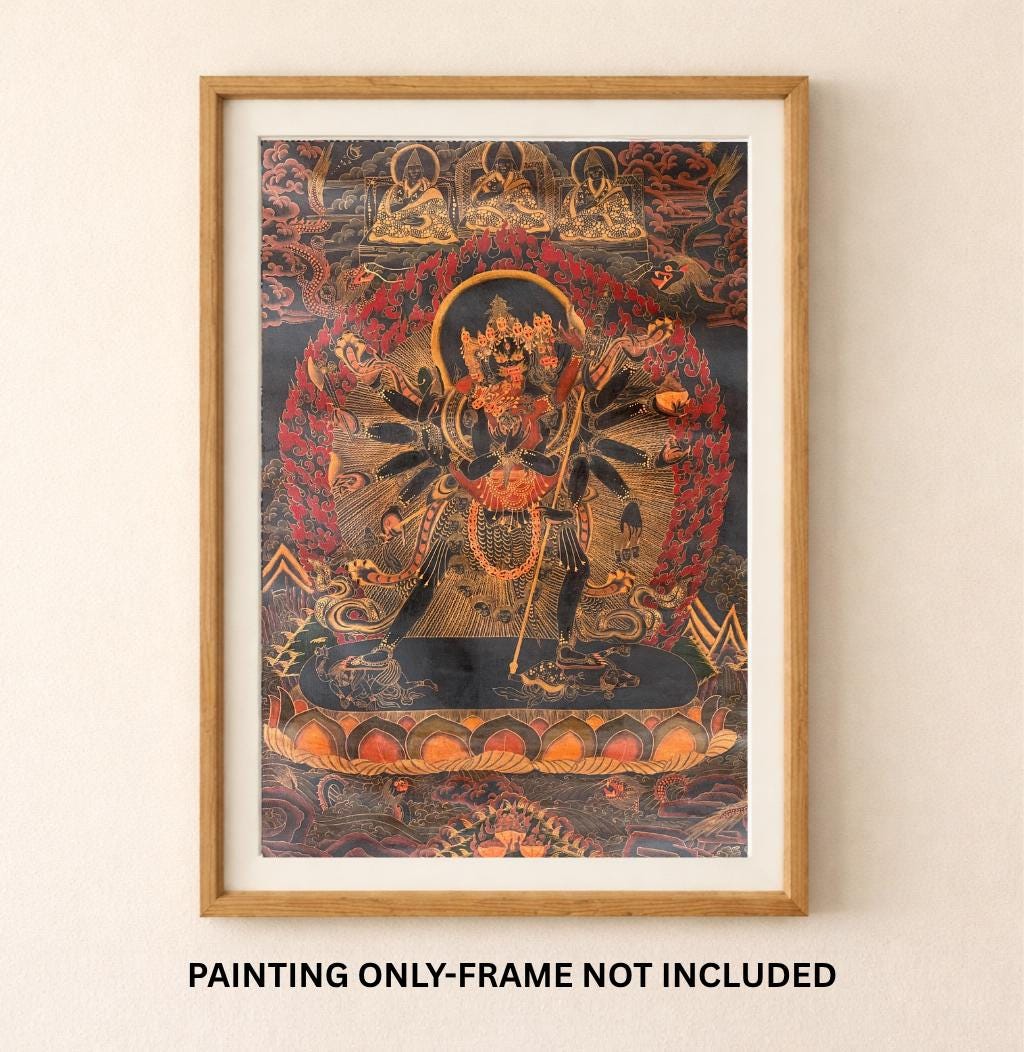 Rare Hand-Painted Tibetan Thangka – Kalachakra & Vishvamata in Union