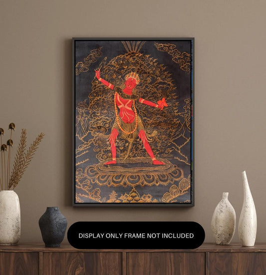 Hand-Painted Ekajati Thangka: One-Eyed Protective Goddess Art