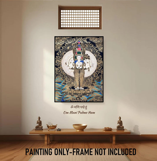 Hand-Painted Avalokiteshvara Thangka Painting | Tibetan Buddhist Art