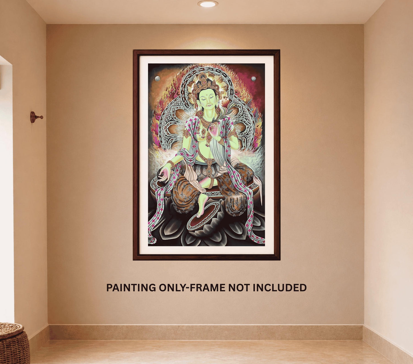 Green Tara Thangka Painting – Newari Paubha Art, Gold & Stone Powder