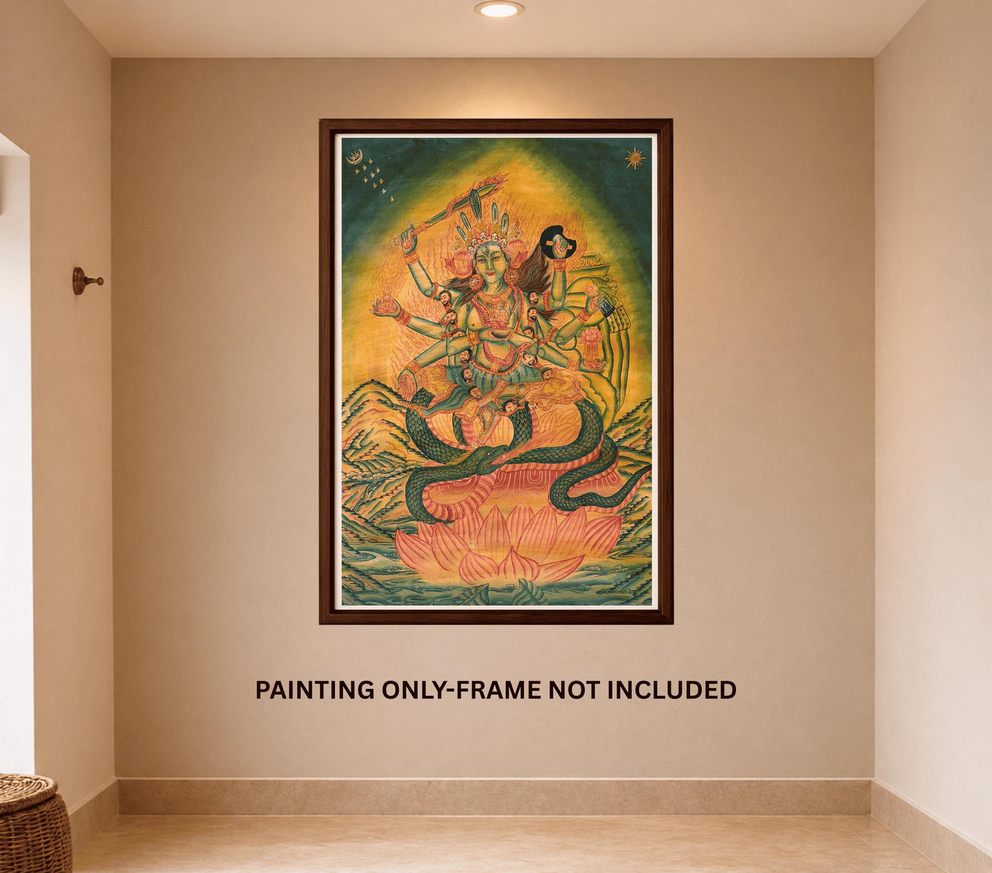 Annapurna Paubha Painting | Hand-Painted Oil Varnished Hindu Goddess Art with Silk Brocade