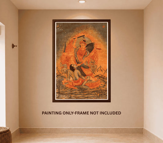 Devi Bagalamukhi Oil Varnished Painting | Tantric Hindu Goddess Sacred Mahavidya Art