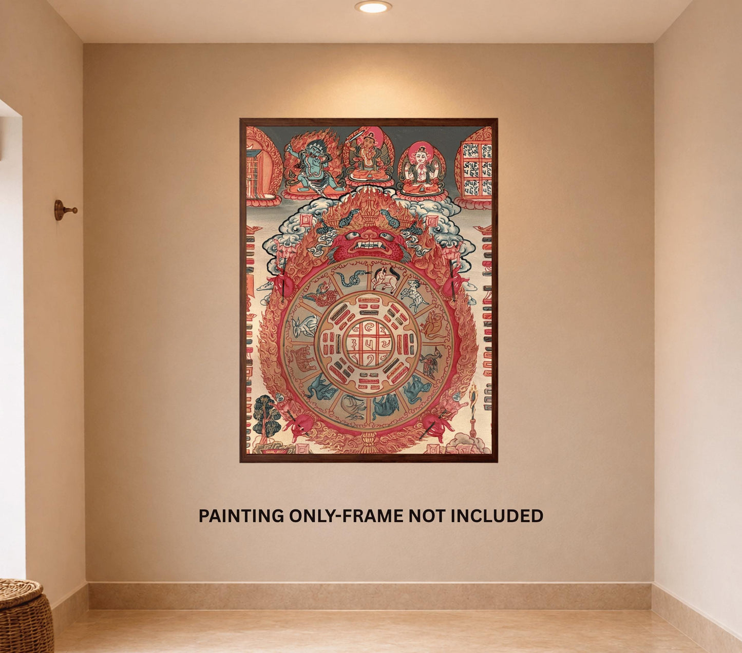 Hand Painted Tibetan Calendar Thangka | Buddhist Lunar Astrology Art | Sacred Himalayan Wall Decor