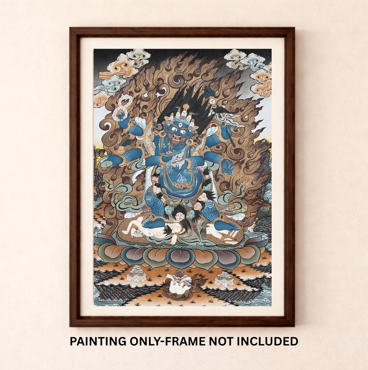 Six-Armed Mahakala Thangka 24K Gold Tibetan Buddhist Protector Painting Rare Masterpiece